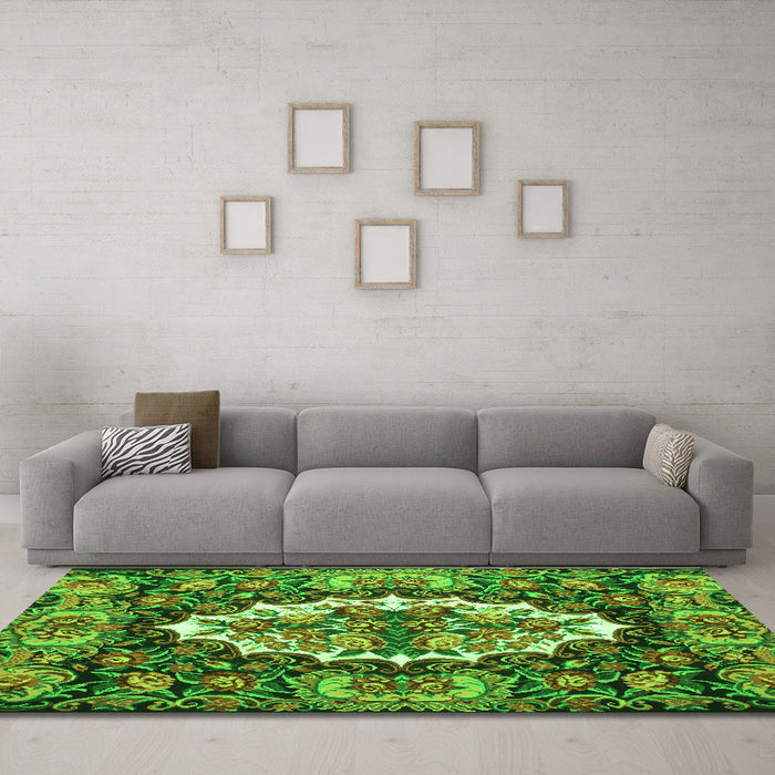 Machine Washable Persian Green Traditional Area Rugs in a Living Room,, wshtr928grn