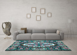 Machine Washable Persian Light Blue Traditional Rug in a Living Room, wshtr928lblu