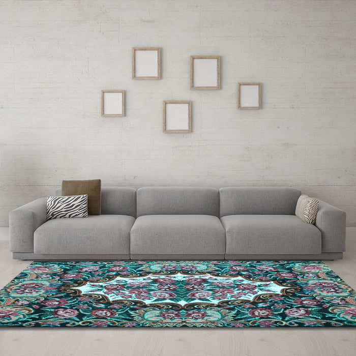 Machine Washable Persian Light Blue Traditional Rug in a Living Room, wshtr928lblu