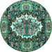 Round Persian Turquoise Traditional Rug, tr928turq