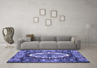 Machine Washable Persian Blue Traditional Rug, wshtr928blu