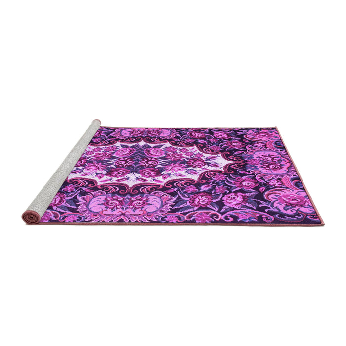 Sideview of Machine Washable Persian Purple Traditional Area Rugs, wshtr928pur