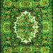 Round Machine Washable Persian Green Traditional Area Rugs, wshtr928grn