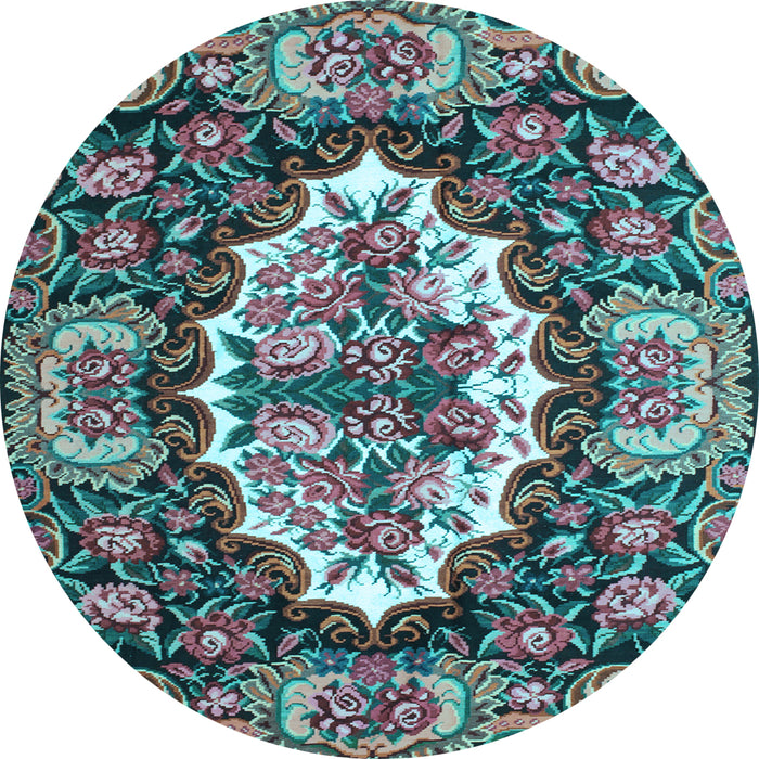 Round Persian Light Blue Traditional Rug, tr928lblu