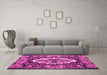 Machine Washable Persian Pink Traditional Rug in a Living Room, wshtr928pnk