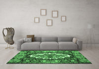 Machine Washable Persian Emerald Green Traditional Rug, wshtr928emgrn