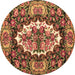Round Persian Brown Traditional Rug, tr928brn