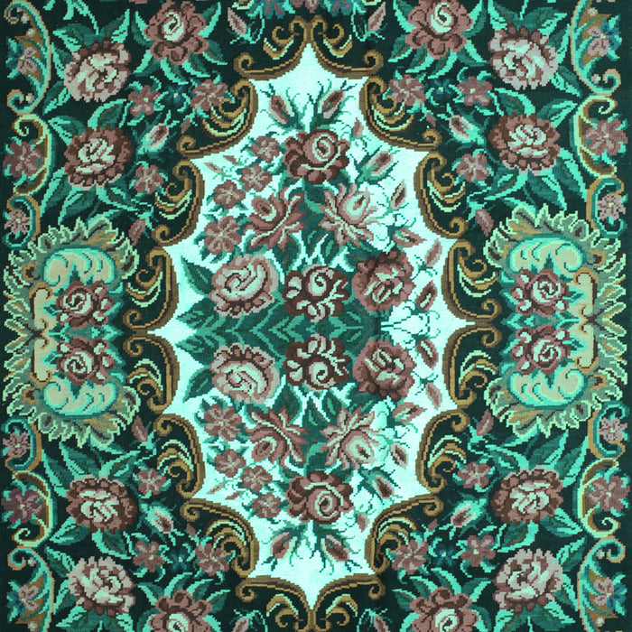 Machine Washable Persian Turquoise Traditional Area Rugs, wshtr928turq