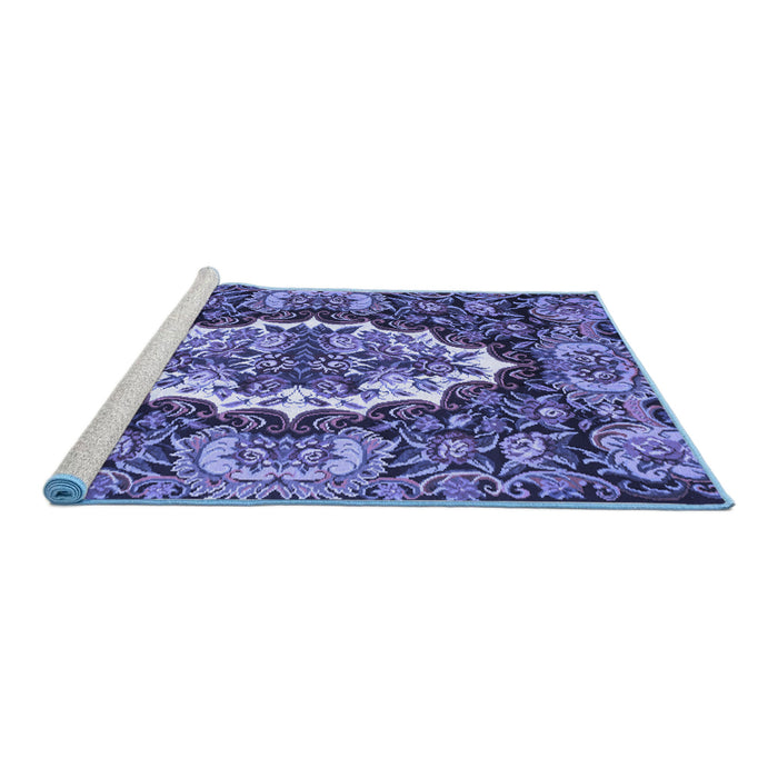 Sideview of Machine Washable Persian Blue Traditional Rug, wshtr928blu