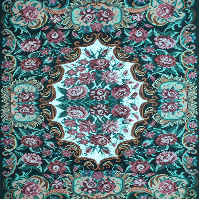 Square Machine Washable Persian Light Blue Traditional Rug, wshtr928lblu