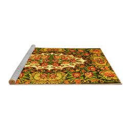 Sideview of Machine Washable Persian Yellow Traditional Rug, wshtr928yw