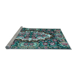 Sideview of Machine Washable Persian Light Blue Traditional Rug, wshtr928lblu