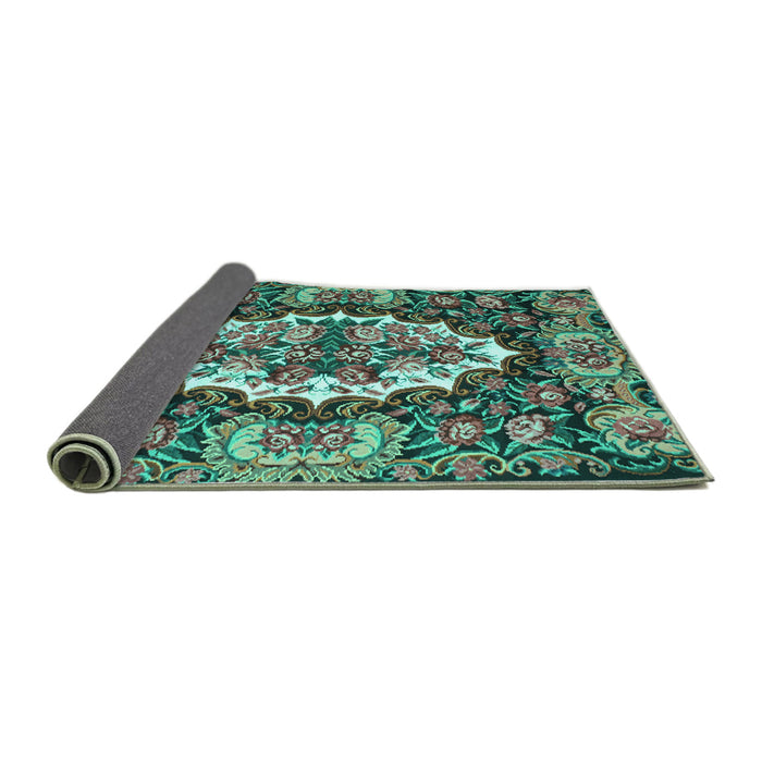Sideview of Persian Turquoise Traditional Rug, tr928turq