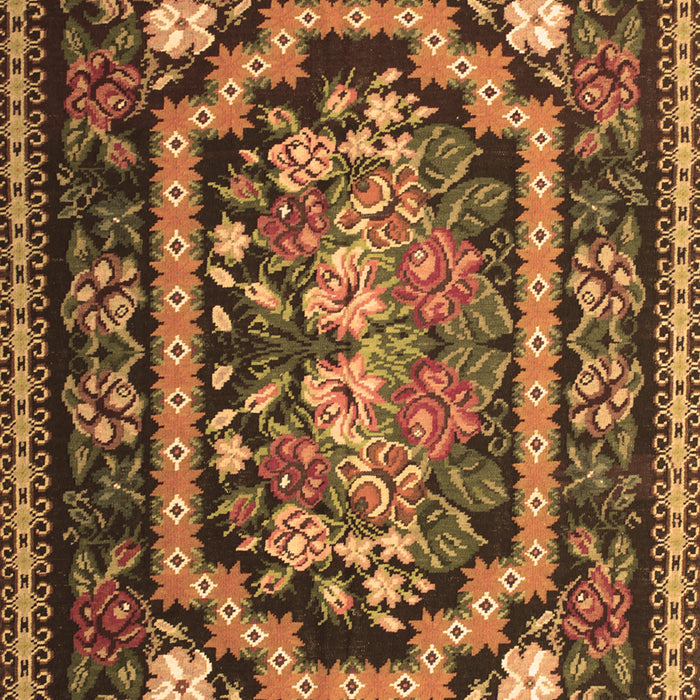 Machine Washable Medallion Brown French Rug, wshtr929brn