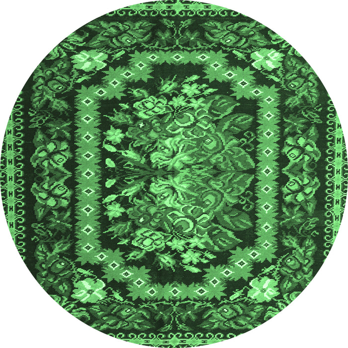 Round Medallion Emerald Green French Rug, tr929emgrn