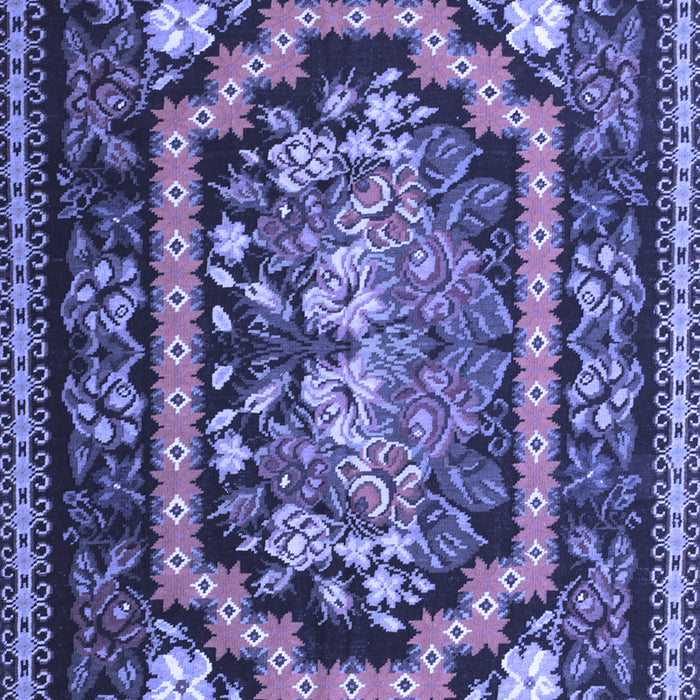 Machine Washable Medallion Blue French Rug, wshtr929blu
