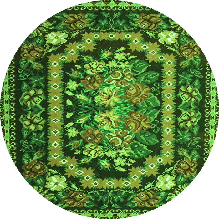 Machine Washable Medallion Green French Area Rugs, wshtr929grn