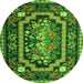 Machine Washable Medallion Green French Area Rugs, wshtr929grn