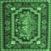 Square Medallion Emerald Green French Rug, tr929emgrn