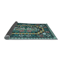 Sideview of Medallion Light Blue French Rug, tr929lblu