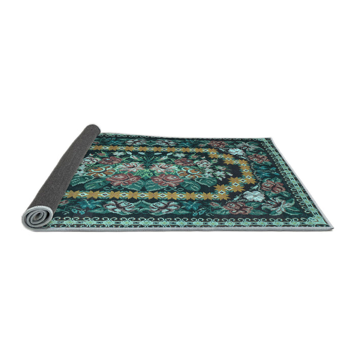 Sideview of Medallion Light Blue French Rug, tr929lblu