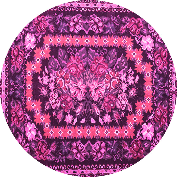 Round Machine Washable Medallion Pink French Rug, wshtr929pnk