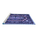 Sideview of Machine Washable Medallion Blue French Rug, wshtr929blu