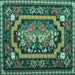 Square Medallion Turquoise French Rug, tr929turq