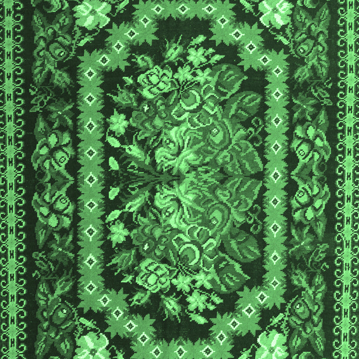Machine Washable Medallion Emerald Green French Area Rugs, wshtr929emgrn