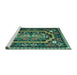Sideview of Machine Washable Medallion Turquoise French Area Rugs, wshtr929turq