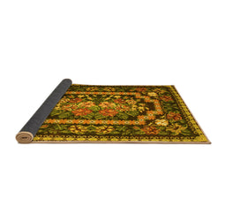 Sideview of Medallion Yellow French Rug, tr929yw