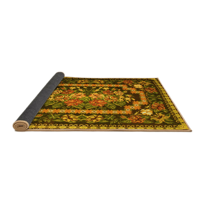 Sideview of Medallion Yellow French Rug, tr929yw