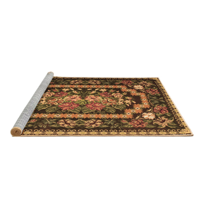 Sideview of Machine Washable Medallion Brown French Rug, wshtr929brn