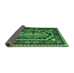 Sideview of Medallion Emerald Green French Rug, tr929emgrn