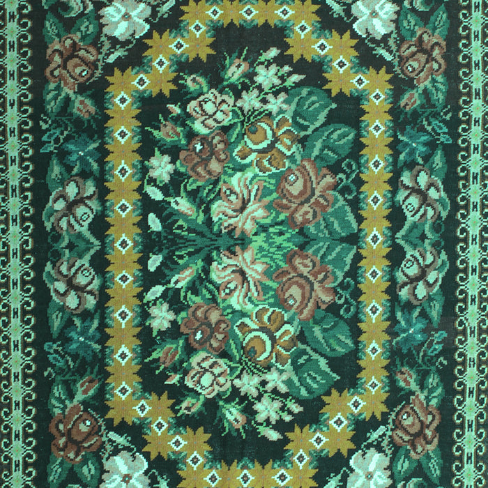 Machine Washable Medallion Turquoise French Area Rugs, wshtr929turq