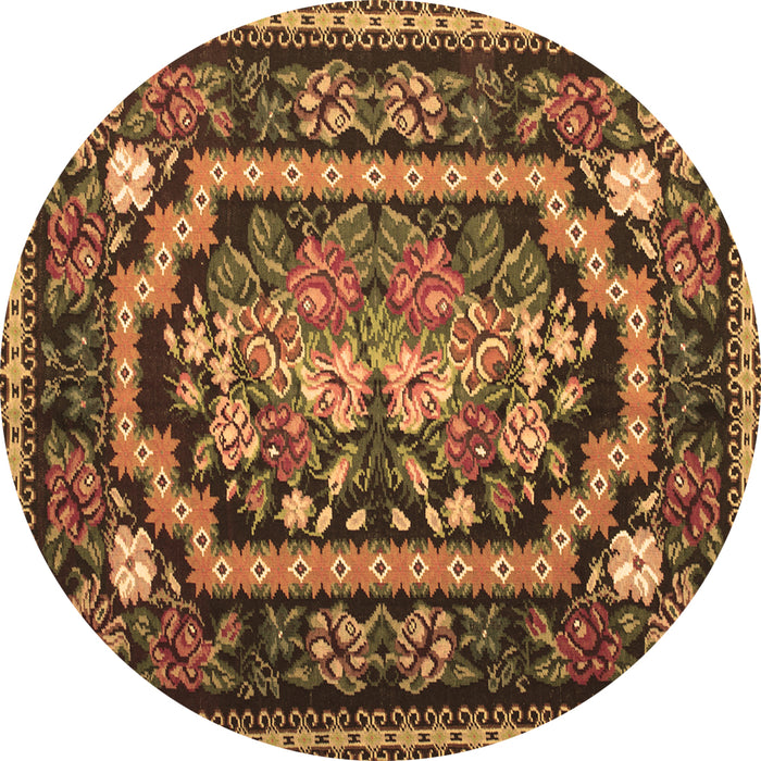 Round Medallion Brown French Rug, tr929brn