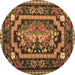 Round Medallion Brown French Rug, tr929brn