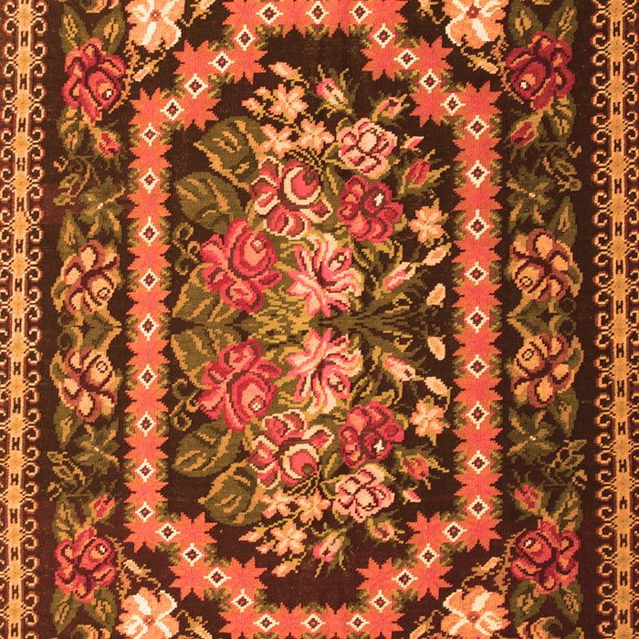 Serging Thickness of Machine Washable Medallion Orange French Area Rugs, wshtr929org