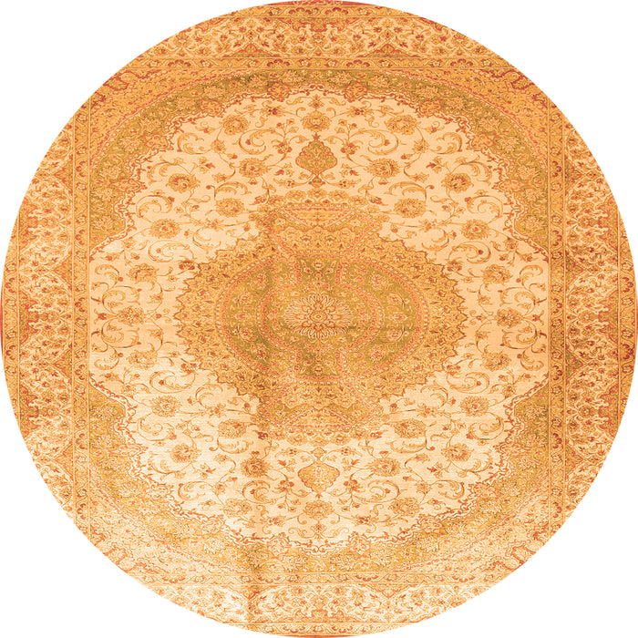 Machine Washable Medallion Orange Traditional Area Rugs, wshtr92org