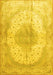 Machine Washable Medallion Yellow Traditional Rug, wshtr92yw