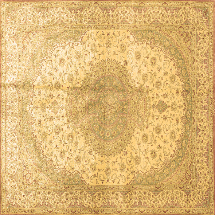 Square Machine Washable Medallion Brown Traditional Rug, wshtr92brn
