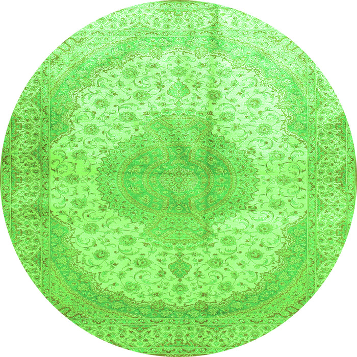Machine Washable Medallion Green Traditional Area Rugs, wshtr92grn