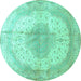 Round Medallion Turquoise Traditional Rug, tr92turq