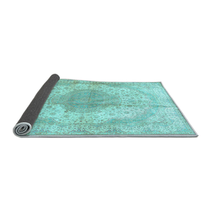 Sideview of Medallion Light Blue Traditional Rug, tr92lblu