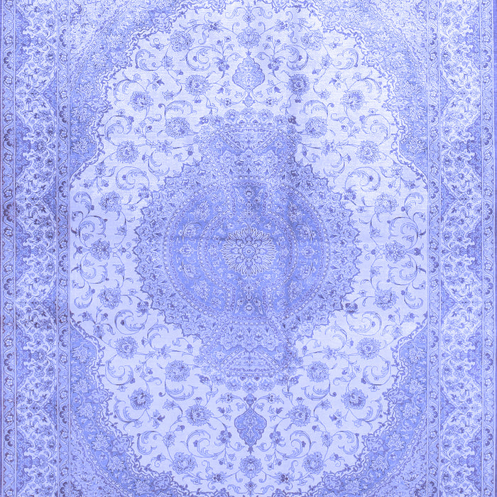 Machine Washable Medallion Blue Traditional Rug, wshtr92blu