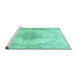 Sideview of Machine Washable Medallion Turquoise Traditional Area Rugs, wshtr92turq