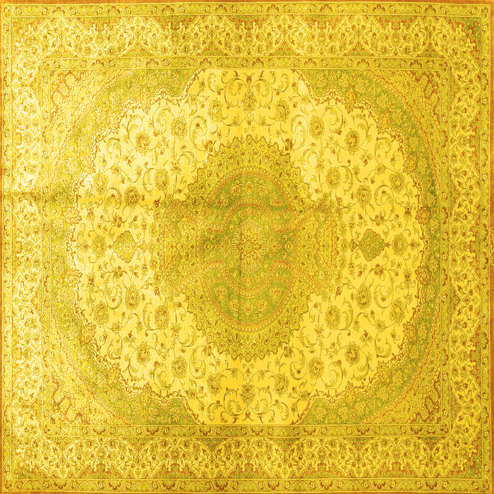 Square Medallion Yellow Traditional Rug, tr92yw