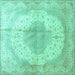 Square Medallion Turquoise Traditional Rug, tr92turq