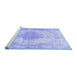 Sideview of Machine Washable Medallion Blue Traditional Rug, wshtr92blu