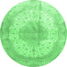 Round Medallion Emerald Green Traditional Rug, tr92emgrn